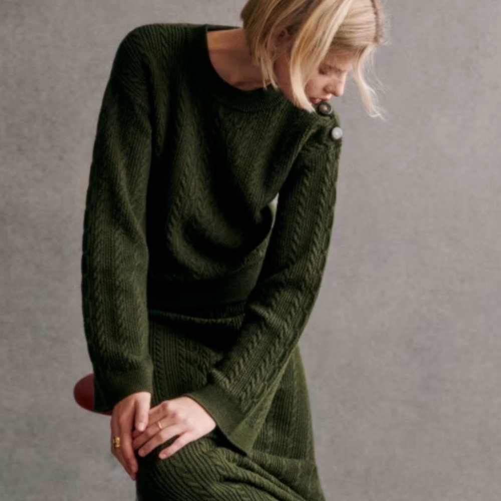 Sezane Camilla Jumper Olive Green XS